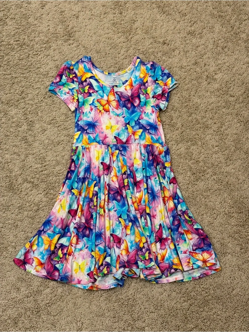 Girls' Butterfly Print Twirl Dress - Multi